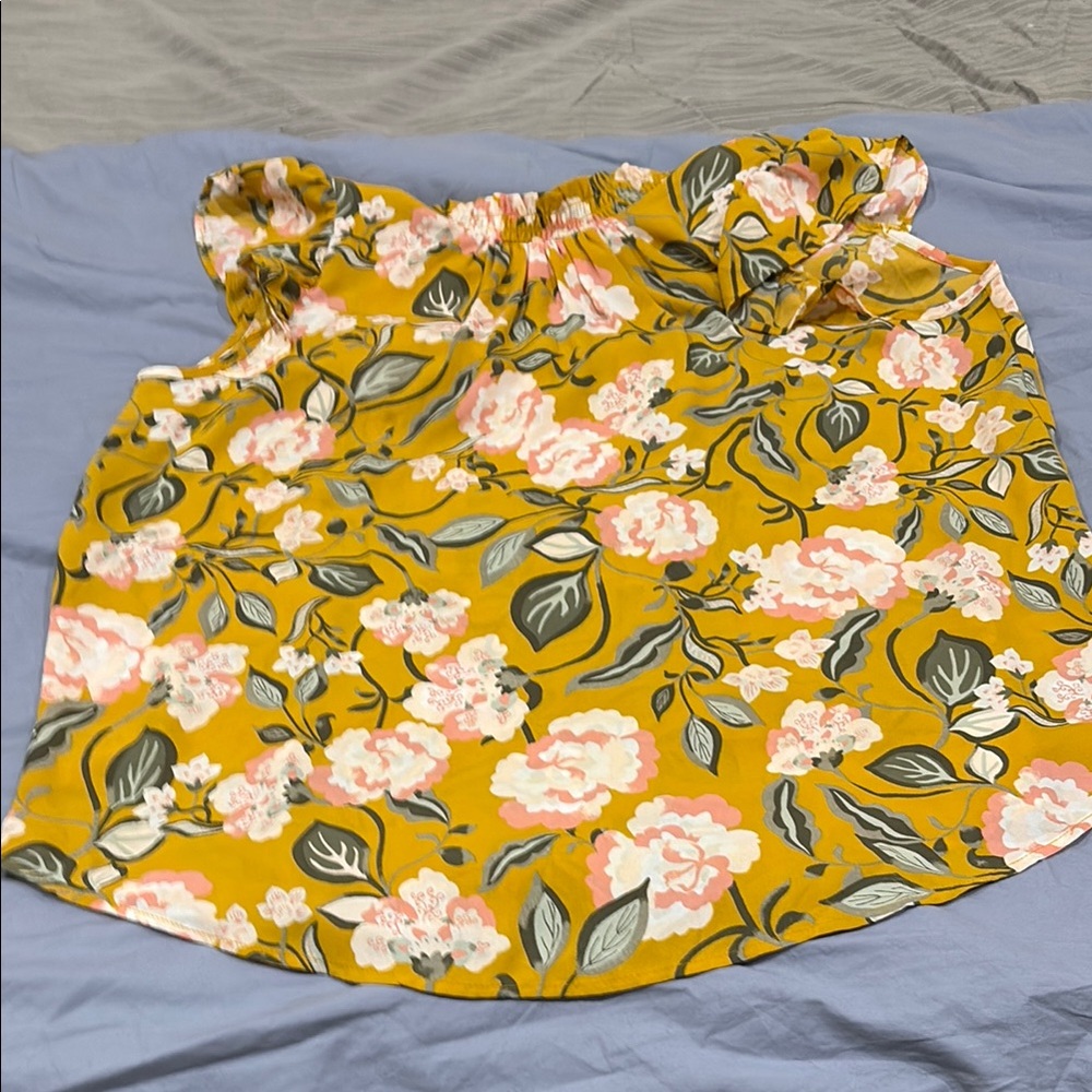 Loft Floral Yellow Women's Top- never worn